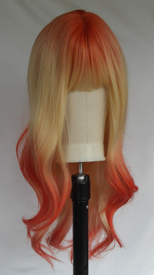 Peluca Naranja Rubio Ombré con Flequillo