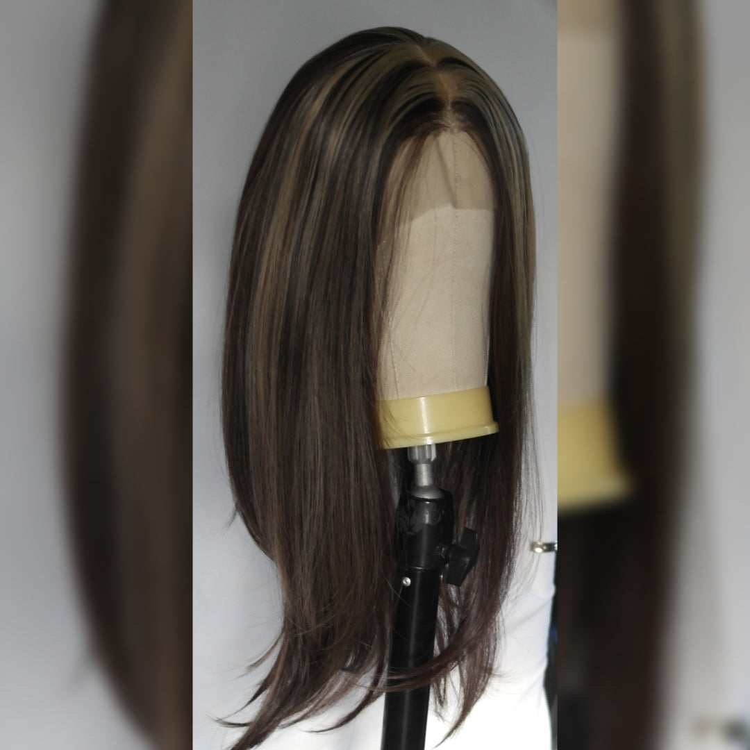 Blonde highlight brunette HD lace front wig NZ