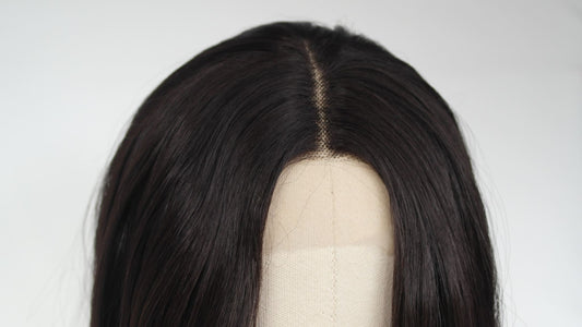 Peluca frontal de encaje marrón oscuro expreso