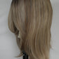 Peluca frontal de encaje Premium con balayage rubio medio
