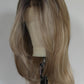 Peluca frontal de encaje Premium con balayage rubio medio