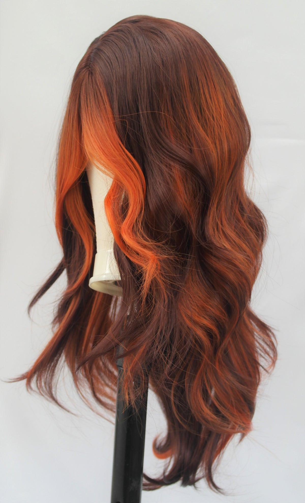 Peluca Naranja Rubio Ombré con Flequillo