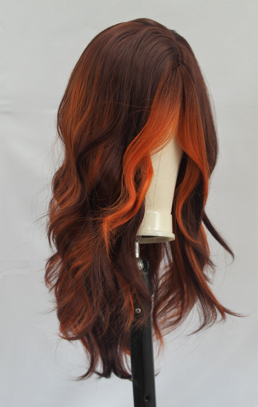 Peluca Naranja Rubio Ombré con Flequillo