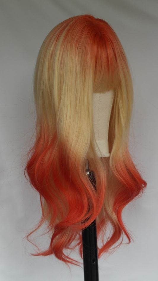 Peluca Naranja Rubio Ombré con Flequillo