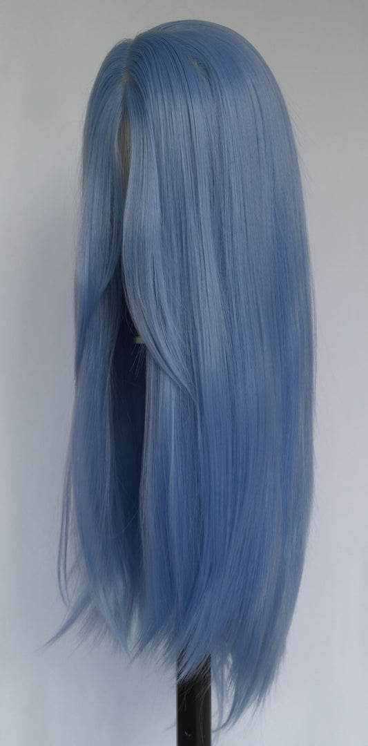 Peluca Larga y Lisa de Encaje Frontal Color Azul Cielo Pastel | 76 cm | Reserva