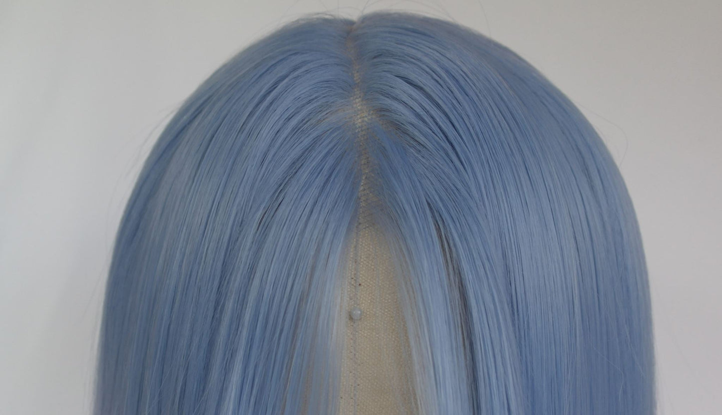Peluca Larga y Lisa de Encaje Frontal Color Azul Cielo Pastel | 76 cm | Reserva