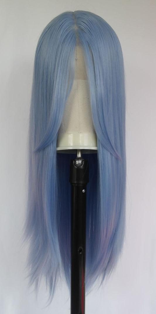Peluca Larga y Lisa de Encaje Frontal Color Azul Cielo Pastel | 76 cm | Reserva
