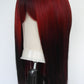 Red Black Ombre Fringed Wig