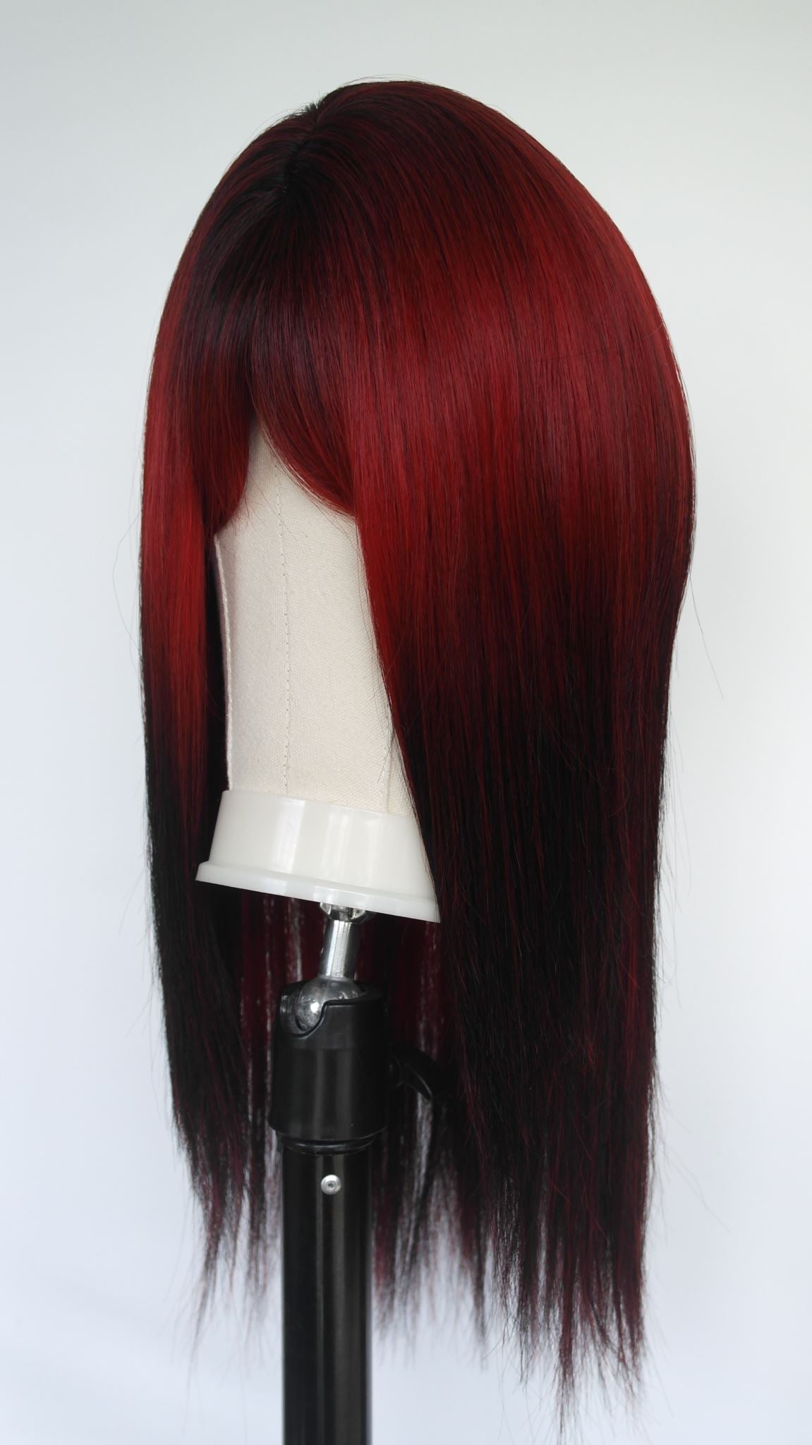 Red Black Ombre Fringed Wig