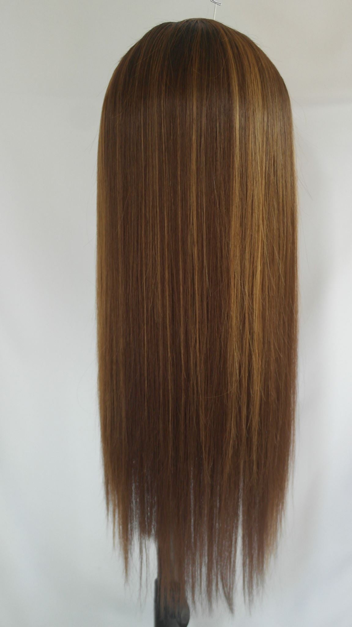Peluca frontal de encaje de mezcla de cabello humano castaño cálido