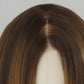 Peluca frontal de encaje de mezcla de cabello humano castaño cálido