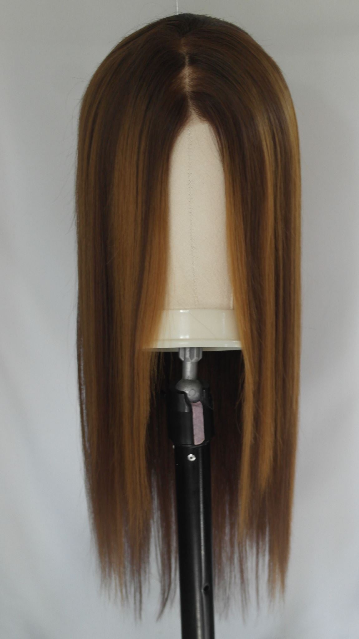 Peluca frontal de encaje de mezcla de cabello humano castaño cálido