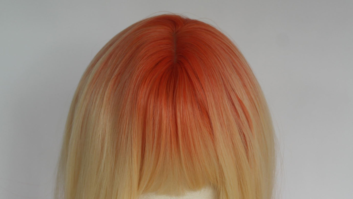 Peluca Naranja Rubio Ombré con Flequillo